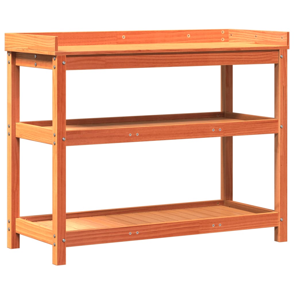 Vidaxx table d'empotage avec étagères 108x45x86,5 cm bois de pin marron