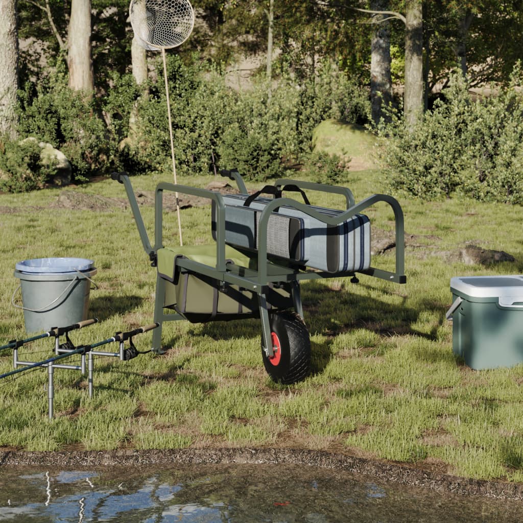 Vidaxl fish cart with wheel powder -coated steel green