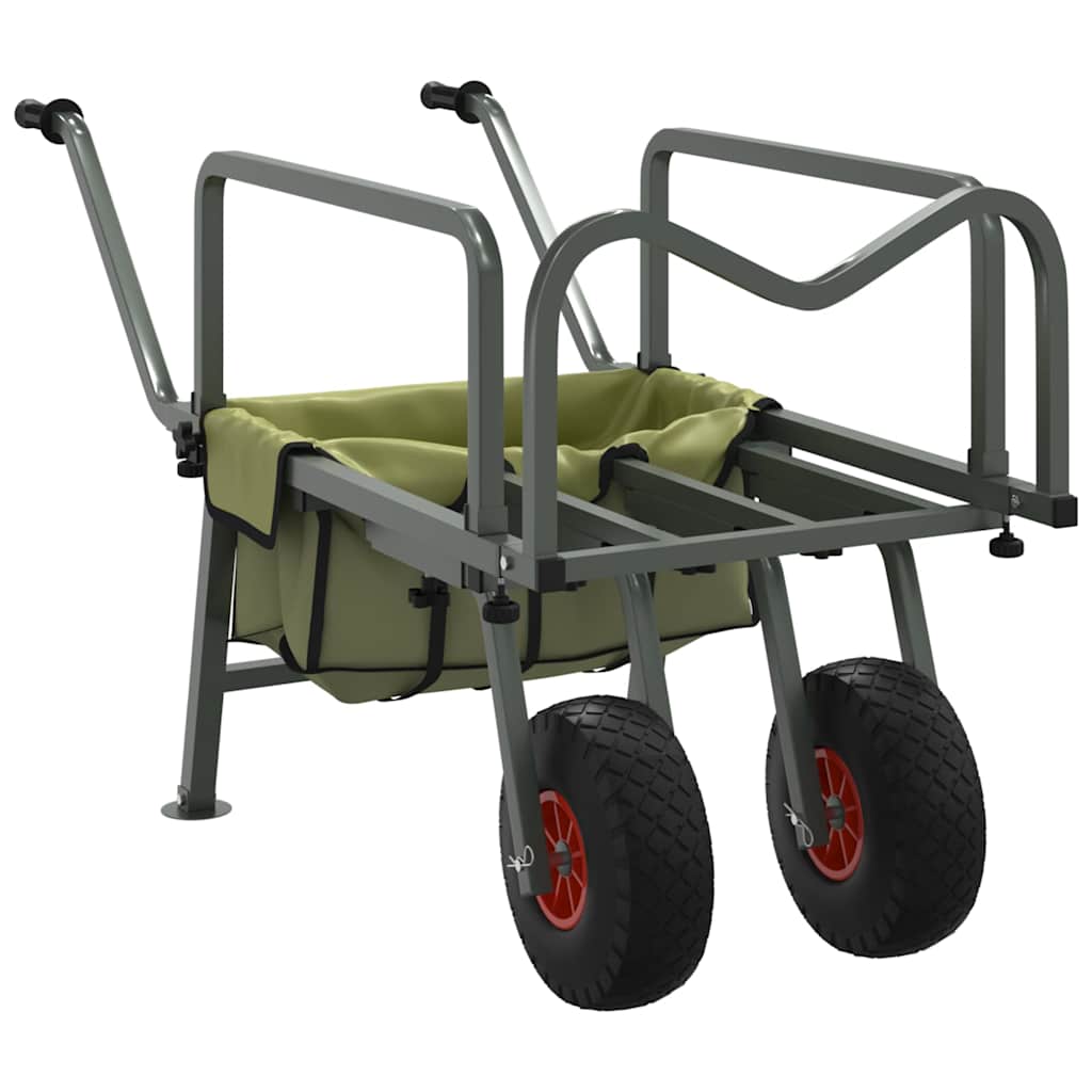 Chariot de pêche VidaXL à 2 roues, acier thermolaqué, vert