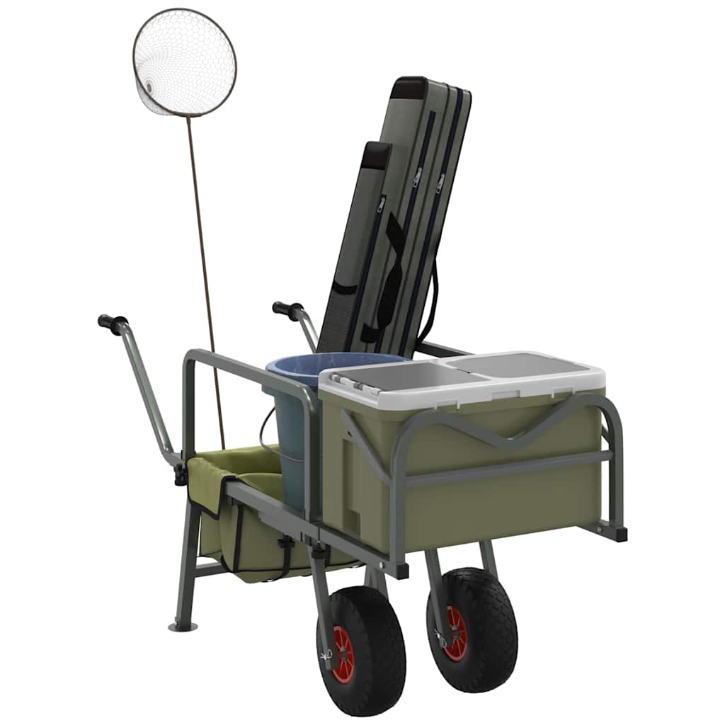 Chariot de pêche VidaXL à 2 roues, acier thermolaqué, vert