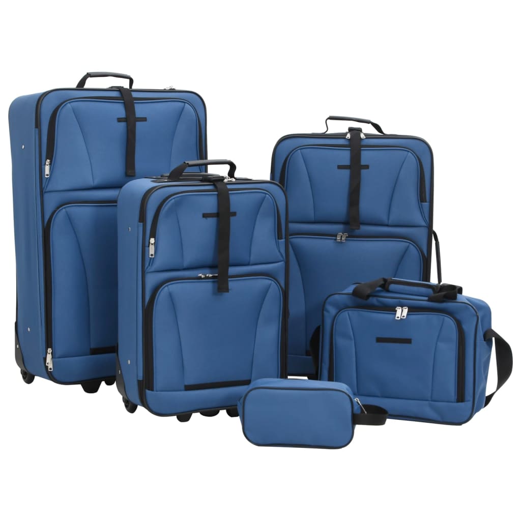 Vidaxl 5 pièces à bagages tissu bleu