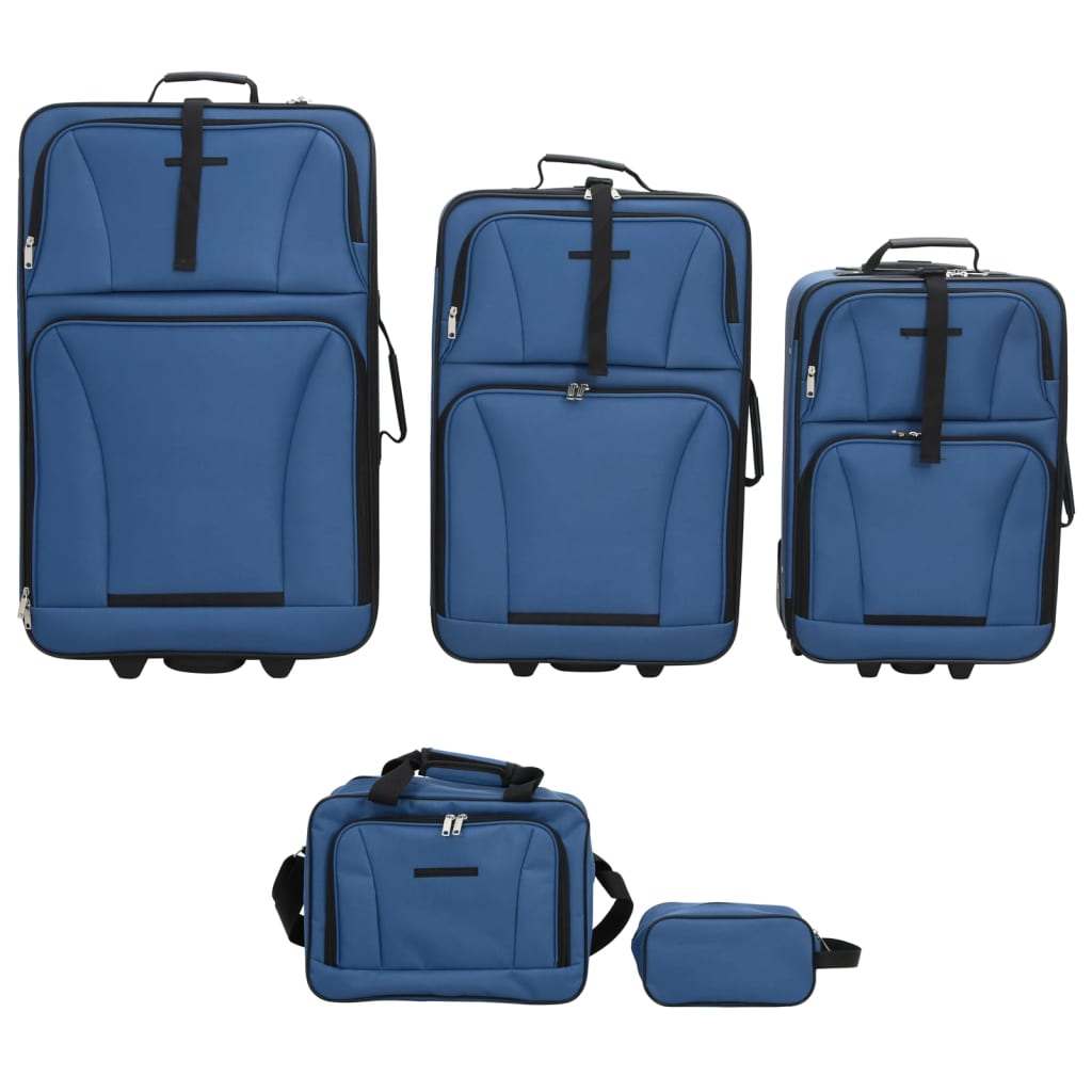 VidaXL ensemble de valises 5 pièces en tissu bleu