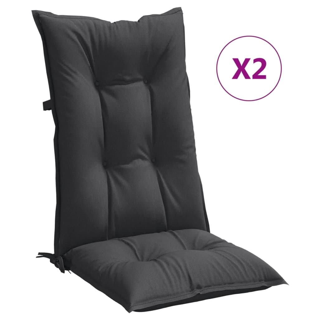 VidaXL coussins de chaise 2 pcs dossier haut 120x50x7 cm tissu mélangé anthracite