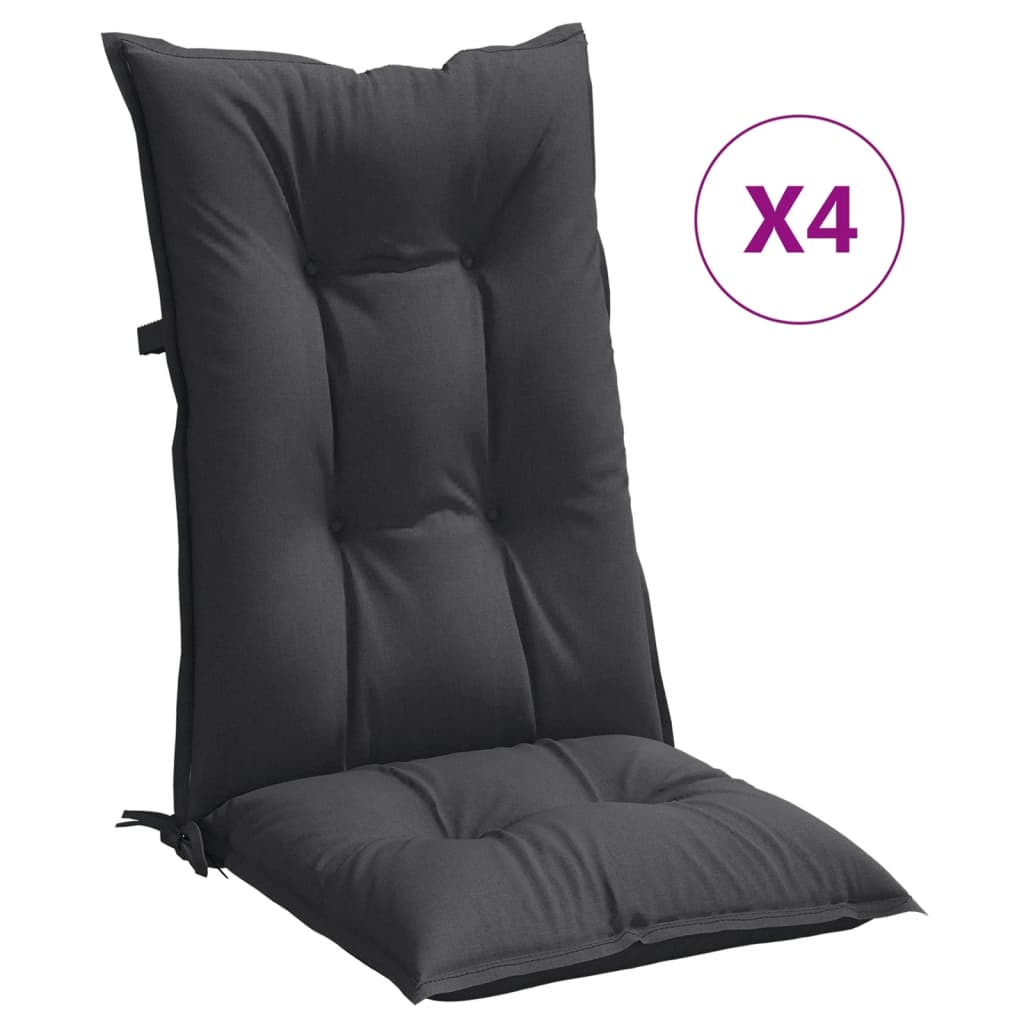 Vidaxx coussins de chaise 4 pcs dossier haut 120x50x7 cm tissu mélangé anthracite