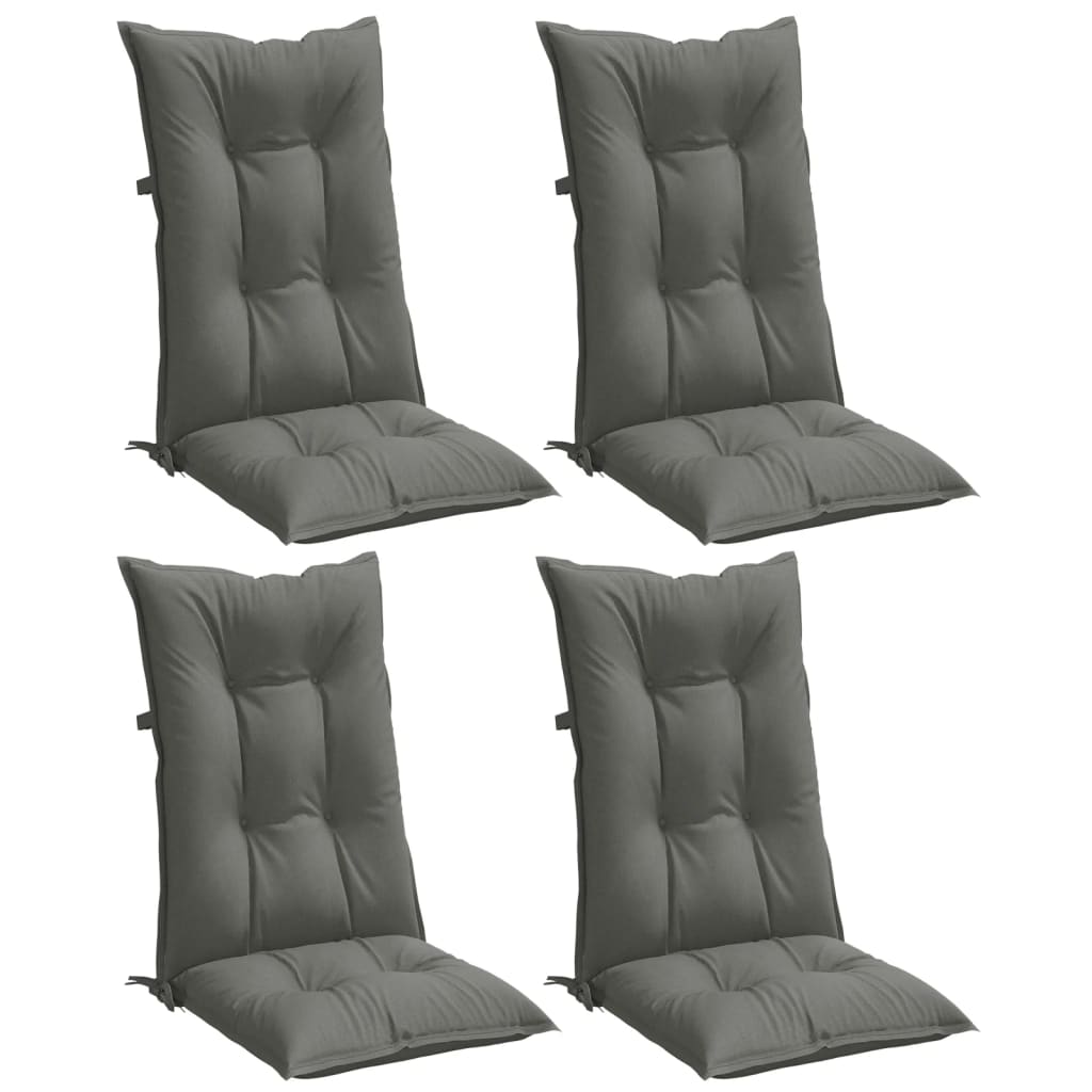 Vidaxx coussins de chaise 4 pcs dossier haut 120x50x7 cm tissu gris foncé