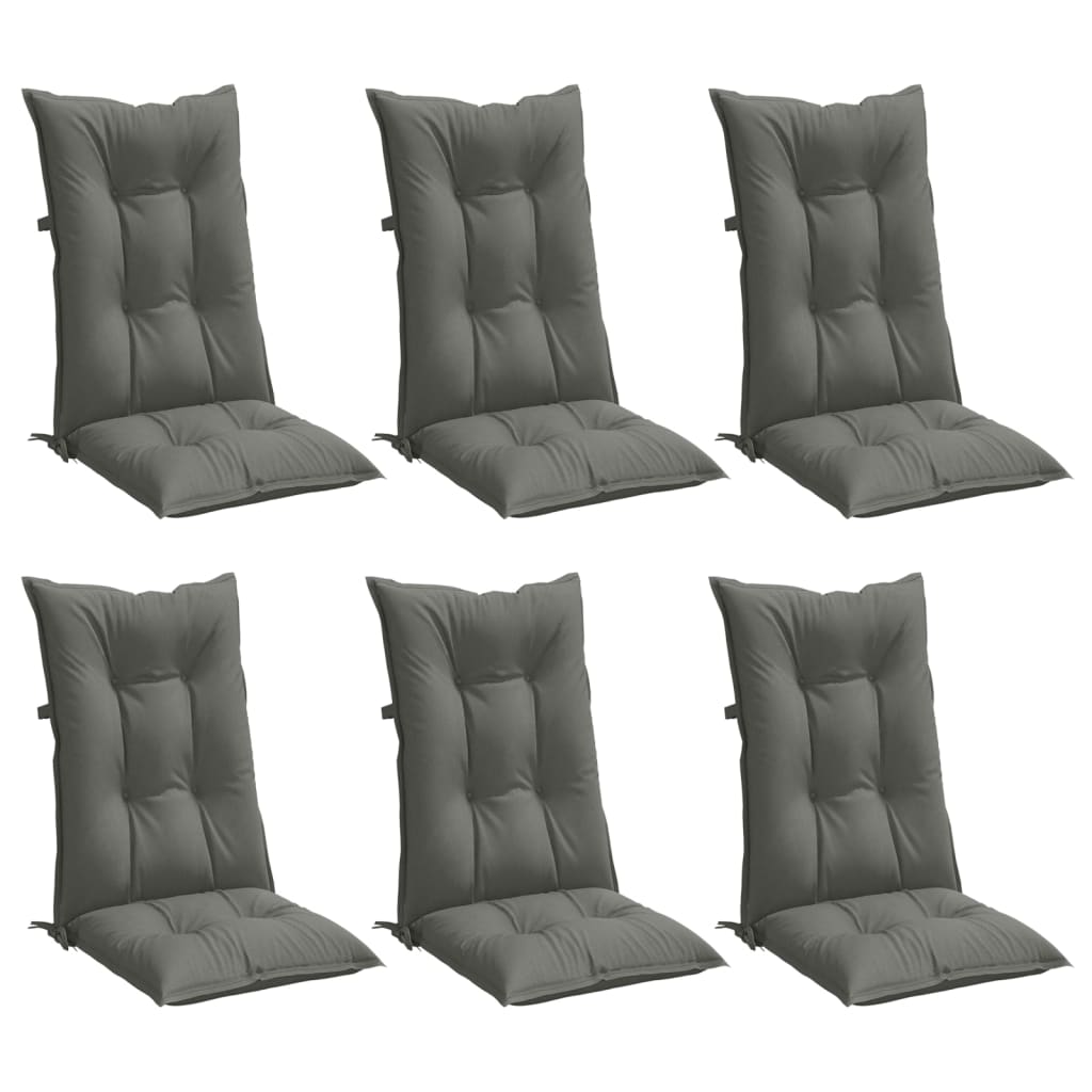 Vidaxx coussins de chaise 6 pcs dossier haut 120x50x7 cm tissu gris foncé