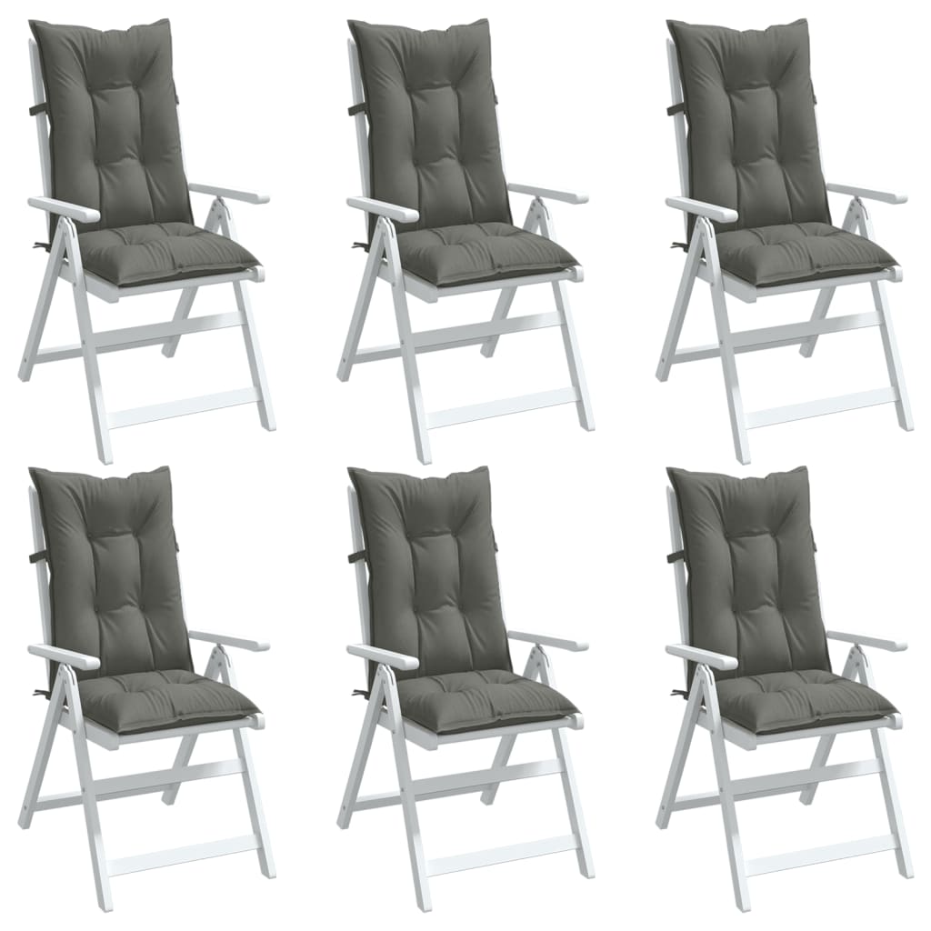 Vidaxx coussins de chaise 6 pcs dossier haut 120x50x7 cm tissu gris foncé