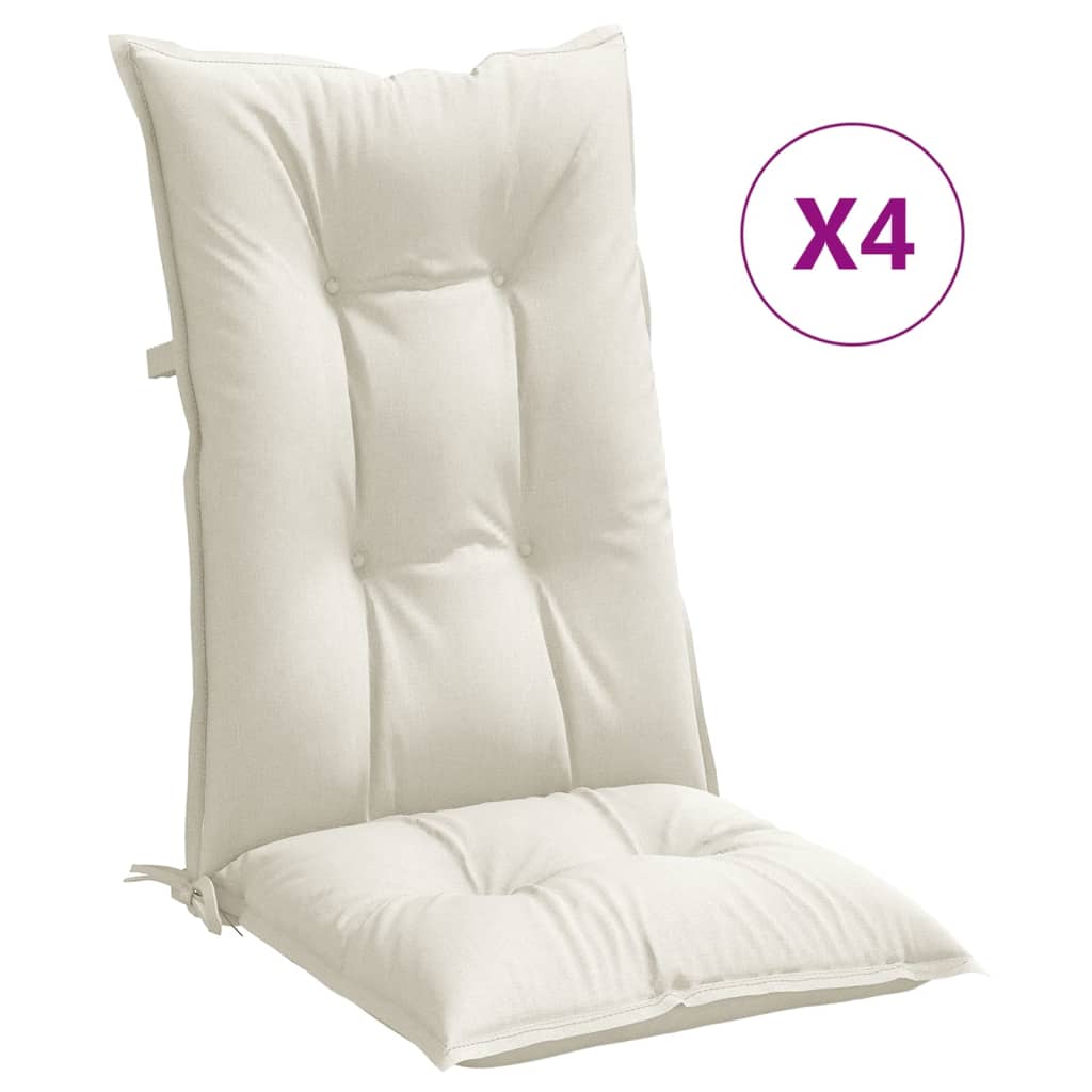 Vidaxx coussins de chaise 4 pcs dossier haut 120x50x7 cm tissu mélangé crème