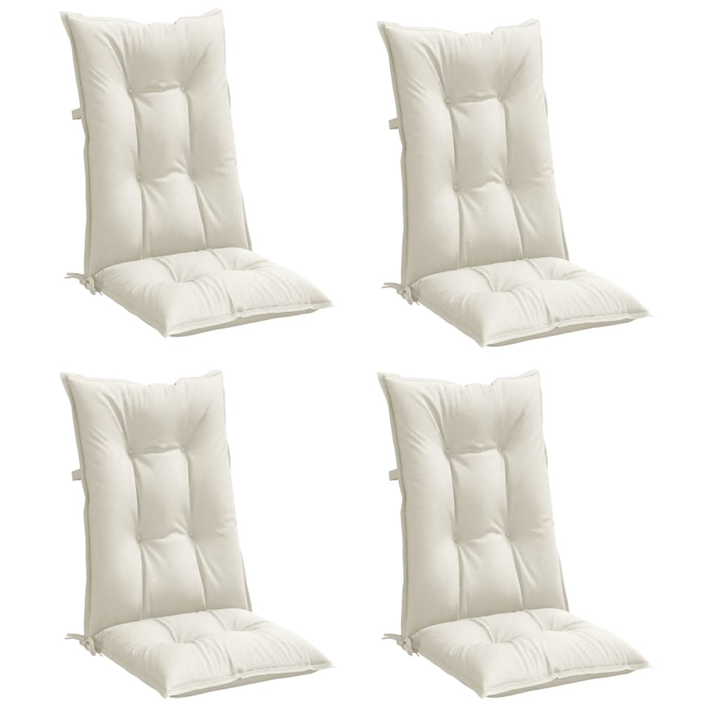 Vidaxx coussins de chaise 4 pcs dossier haut 120x50x7 cm tissu mélangé crème