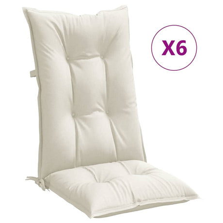 VidaXL coussins de chaise 6 pcs dossier haut 120x50x7 cm tissu mélangé crème