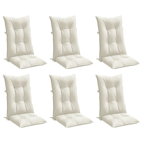VidaXL coussins de chaise 6 pcs dossier haut 120x50x7 cm tissu mélangé crème