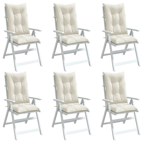 VidaXL coussins de chaise 6 pcs dossier haut 120x50x7 cm tissu mélangé crème