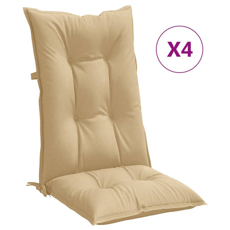 Vidaxx coussins de chaise 4 pcs dossier haut 120x50x7 cm tissu mélangé beige