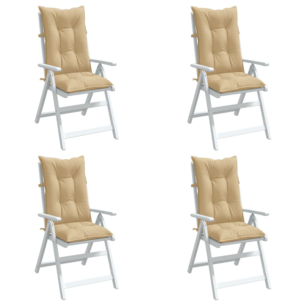 Vidaxx coussins de chaise 4 pcs dossier haut 120x50x7 cm tissu mélangé beige