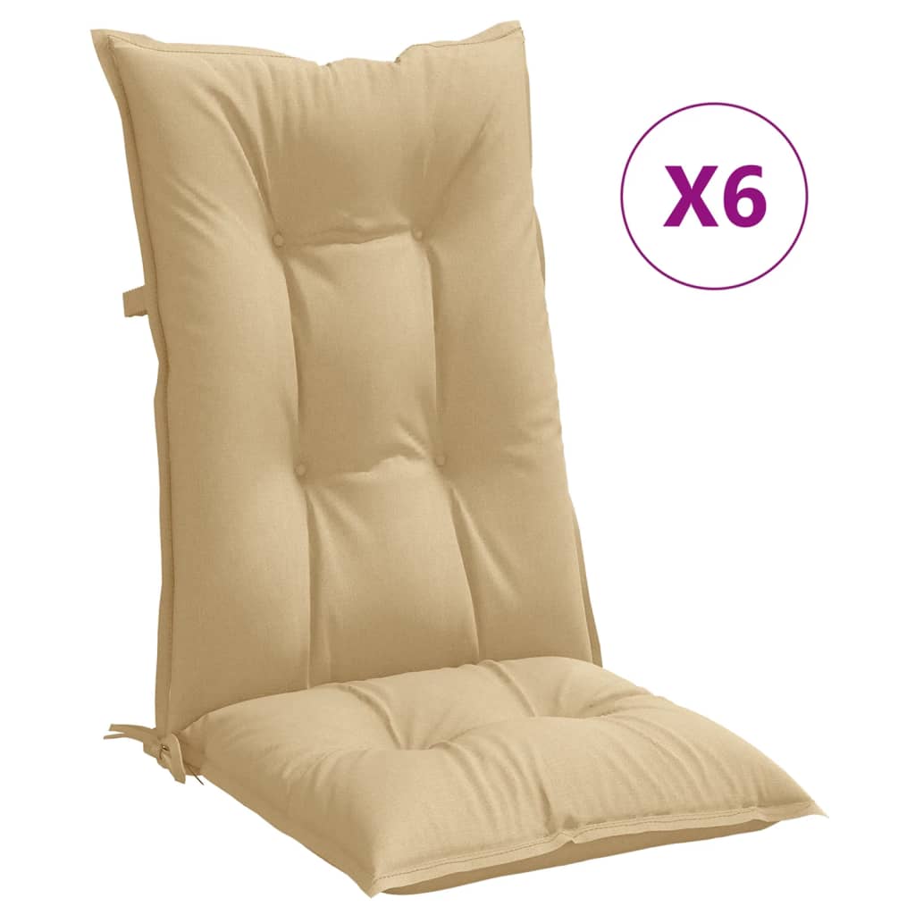 Vidaxx coussins de chaise 6 pcs dossier haut 120x50x7 cm tissu mélangé beige