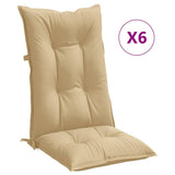 Vidaxx coussins de chaise 6 pcs dossier haut 120x50x7 cm tissu mélangé beige