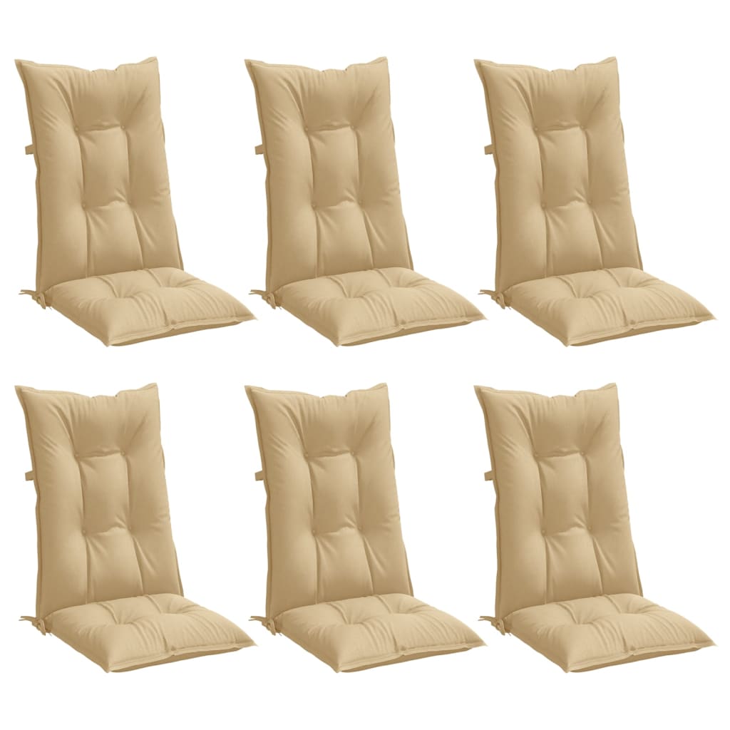 Vidaxx coussins de chaise 6 pcs dossier haut 120x50x7 cm tissu mélangé beige