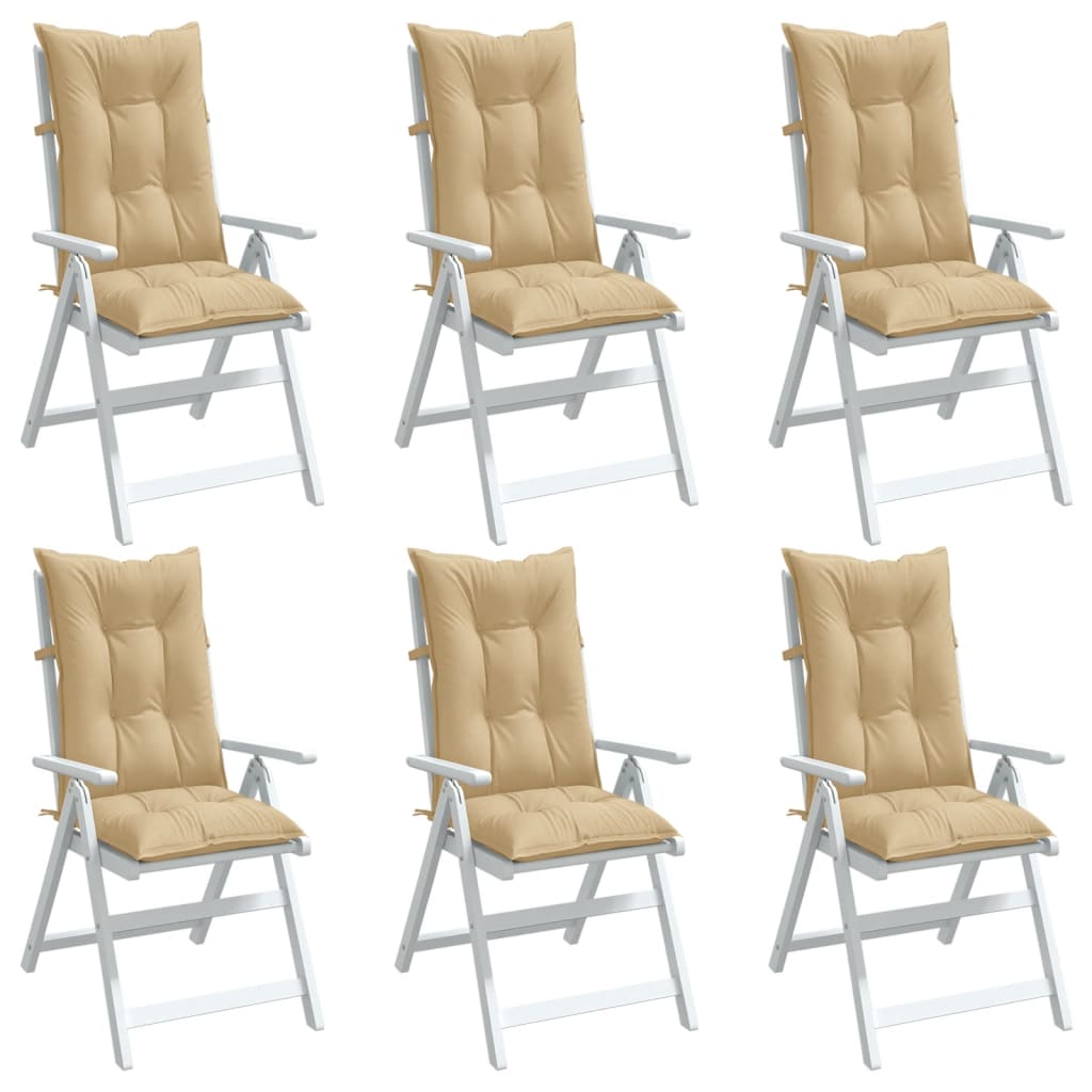 Vidaxx coussins de chaise 6 pcs dossier haut 120x50x7 cm tissu mélangé beige