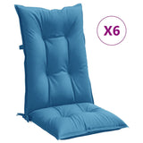 Vidaxx coussins de chaise 6 pcs dossier haut 120x50x7 cm tissu mélangé bleu