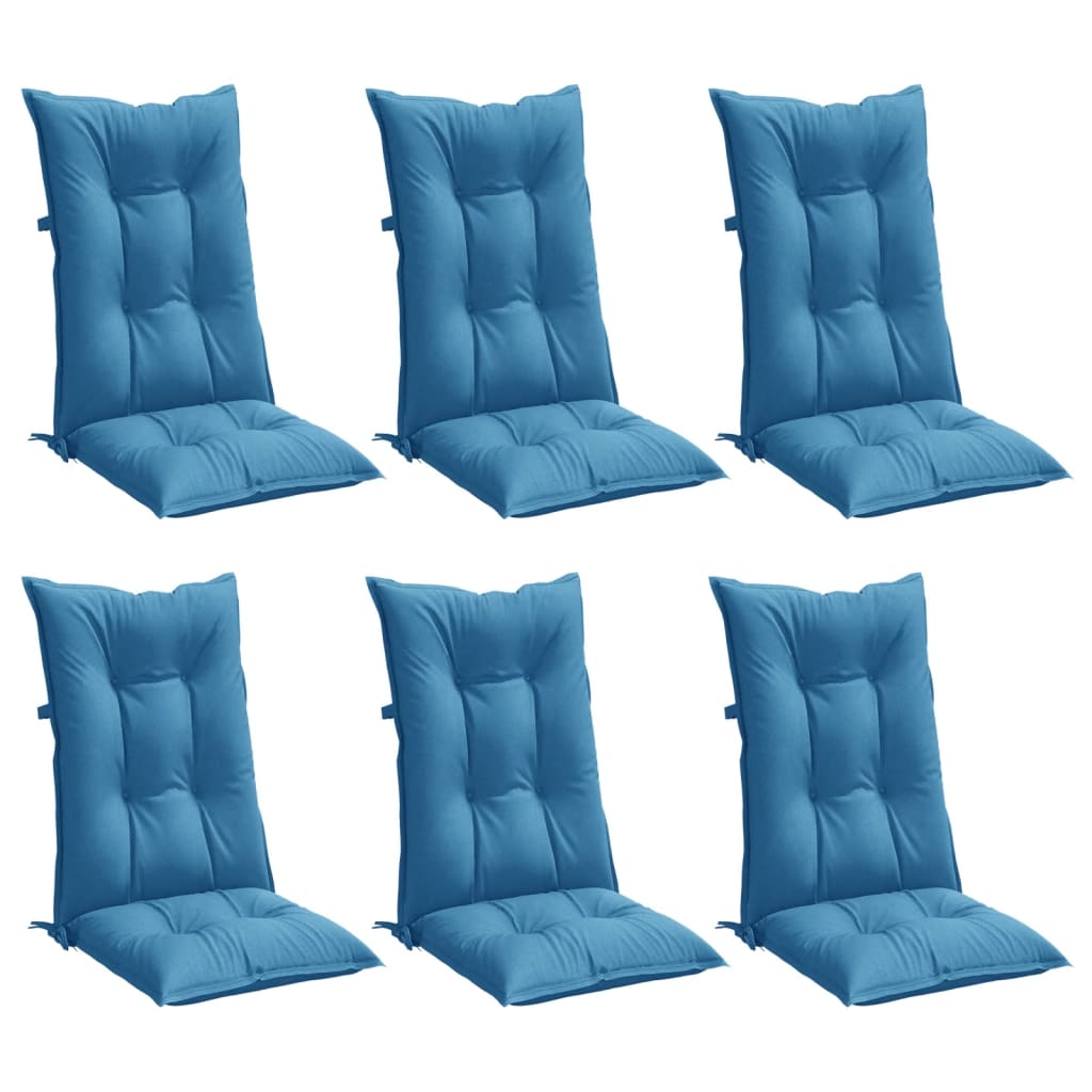 Vidaxx coussins de chaise 6 pcs dossier haut 120x50x7 cm tissu mélangé bleu