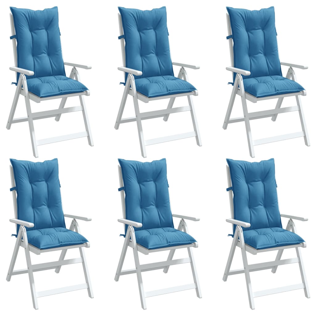 Vidaxx coussins de chaise 6 pcs dossier haut 120x50x7 cm tissu mélangé bleu