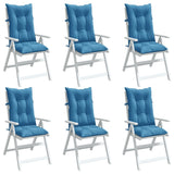 Vidaxx coussins de chaise 6 pcs dossier haut 120x50x7 cm tissu mélangé bleu