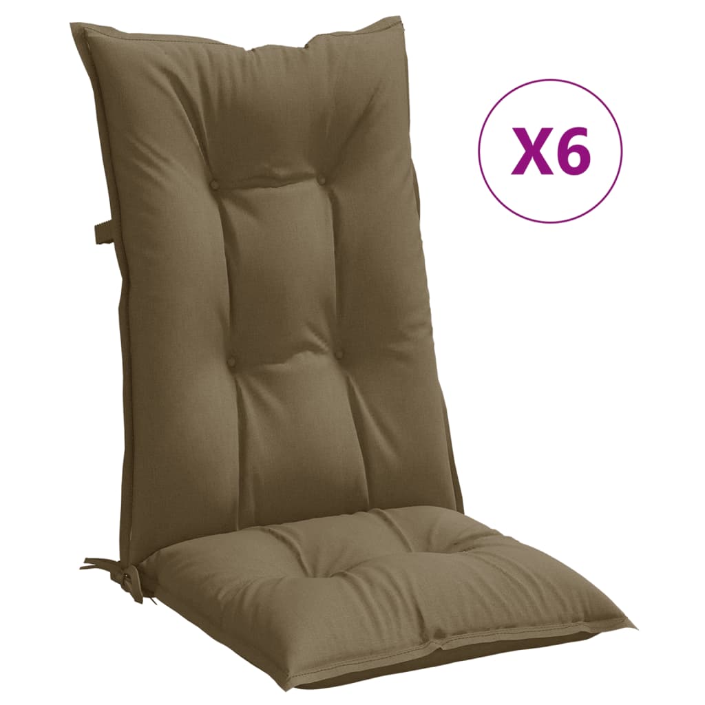 Vidaxx coussins de chaise 6 pcs dossier haut 120x50x7 cm tissu mélange taupe