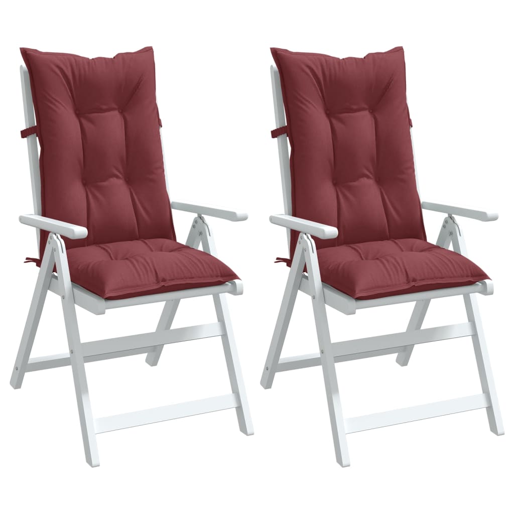 Vidaxx coussins de chaise 2 pcs dossier haut 120x50x7 cm tissu mélangé vin rouge