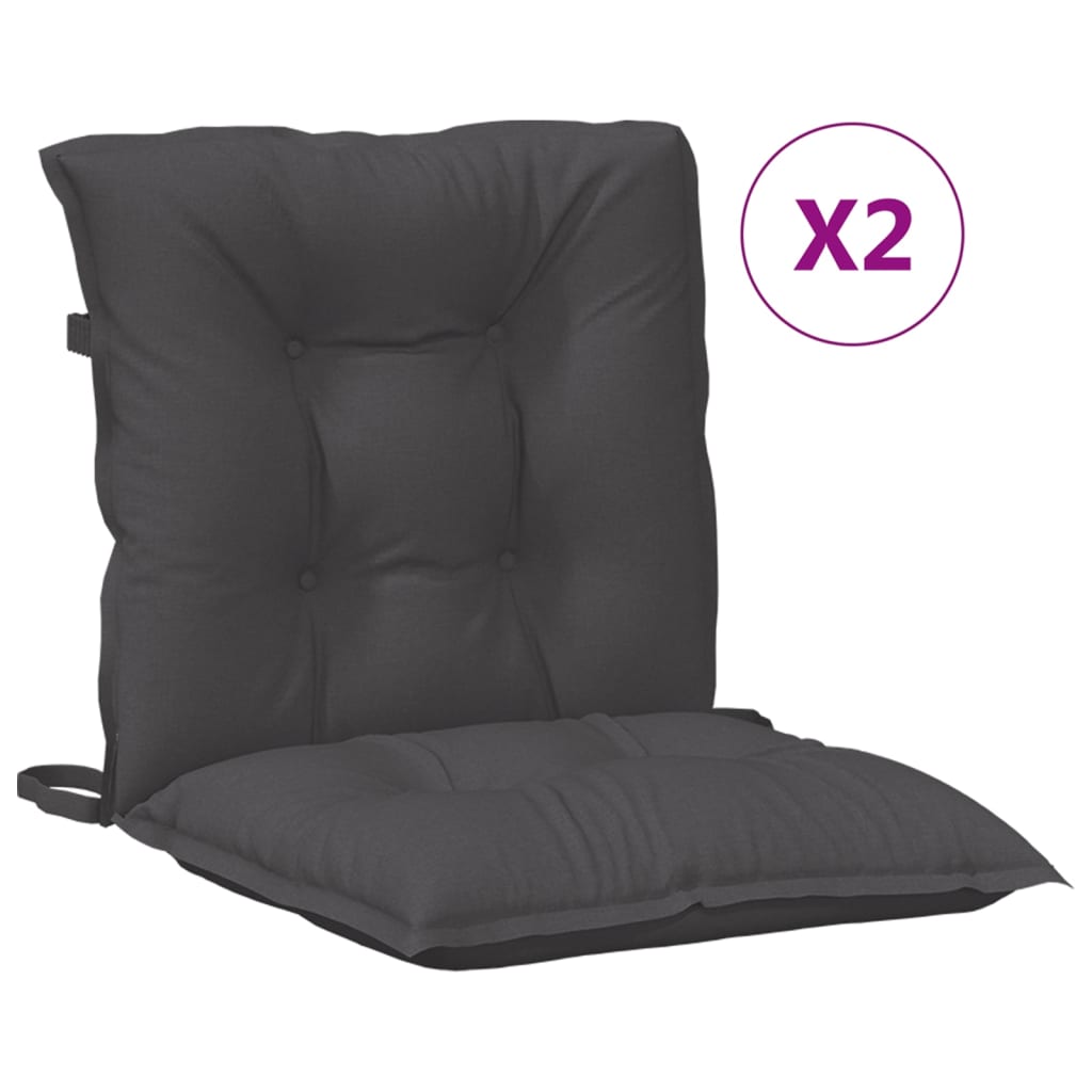 Vidaxx coussins de chaise 2 pcs dossier bas 100x50x7 cm tissu mélangé anthracite
