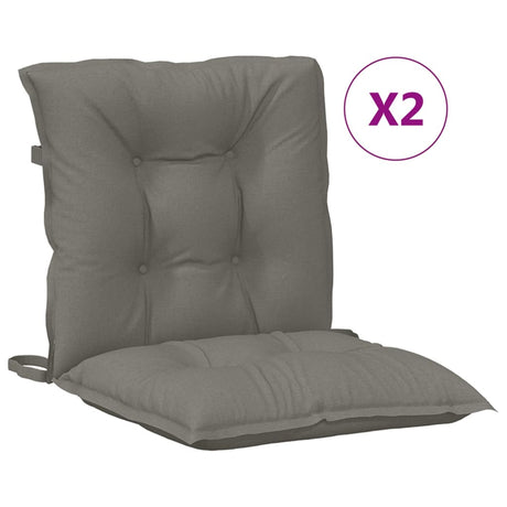 VidaXL coussins de chaise 2 pcs dossier bas 100x50x7 cm tissu gris foncé