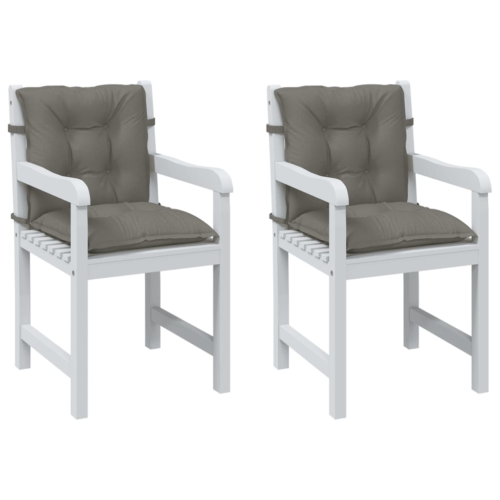 VidaXL coussins de chaise 2 pcs dossier bas 100x50x7 cm tissu gris foncé