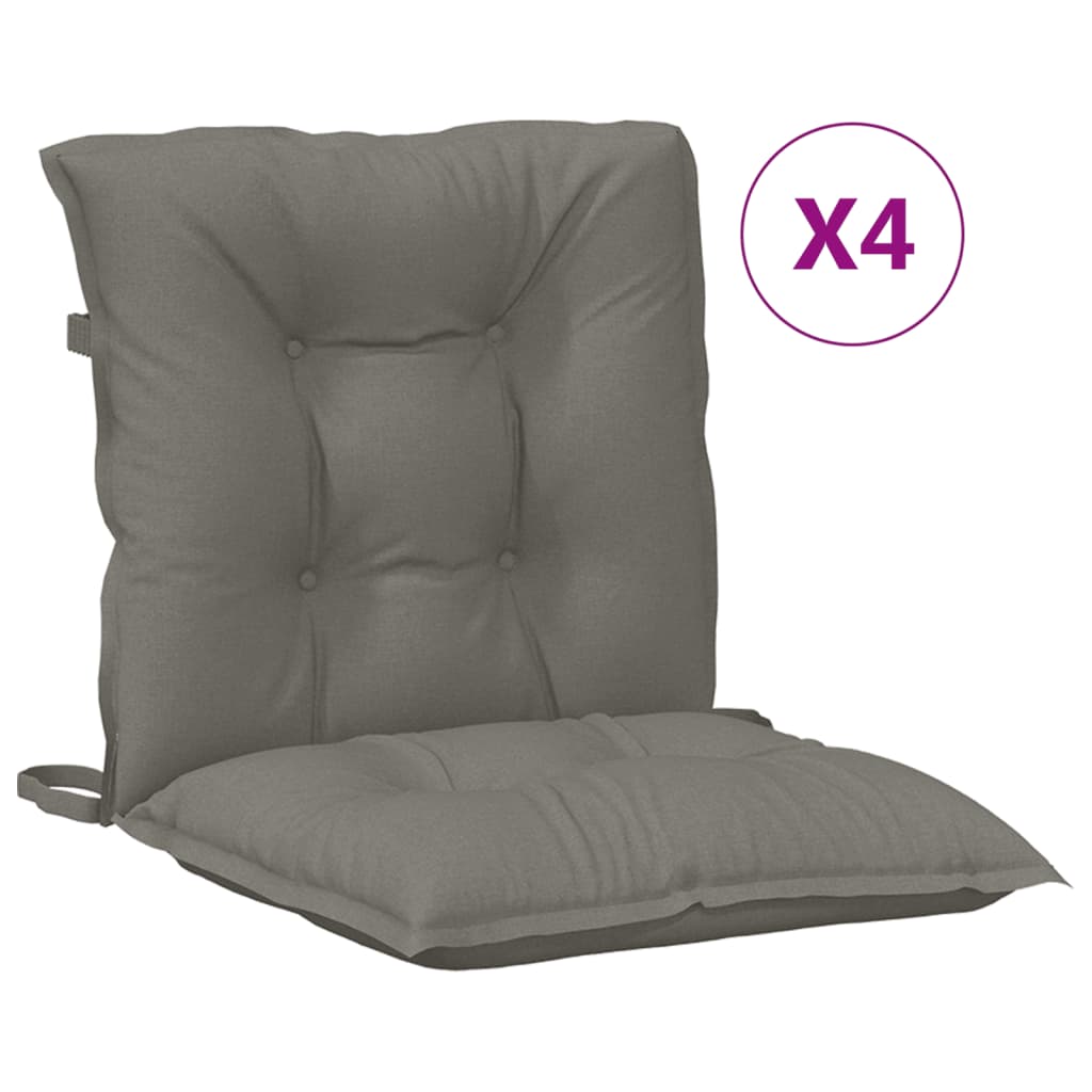 VidaXL coussins de chaise 4 pcs dossier bas 100x50x7 cm tissu gris foncé