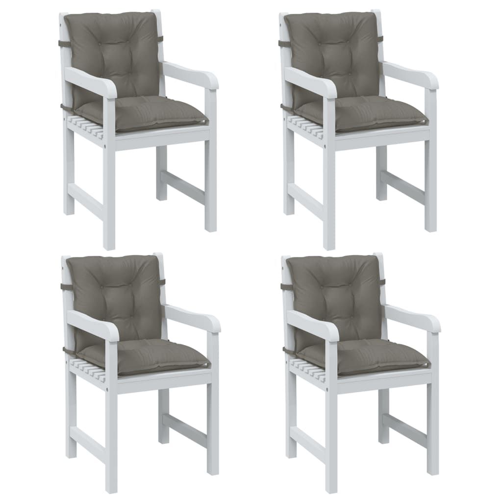 VidaXL coussins de chaise 4 pcs dossier bas 100x50x7 cm tissu gris foncé