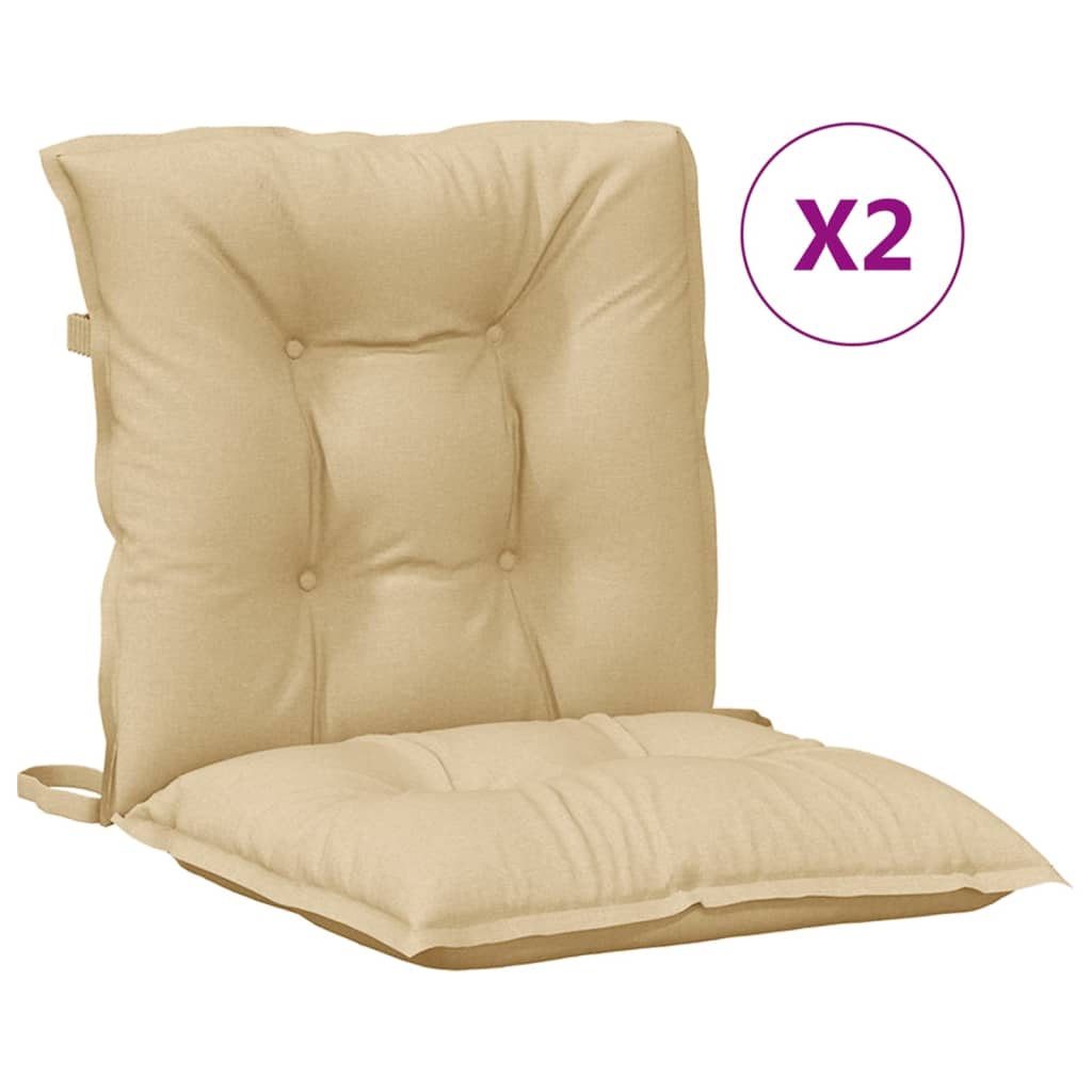 Vidaxx coussins de chaise 2 pcs dossier bas 100x50x7 cm tissu mélangé beige