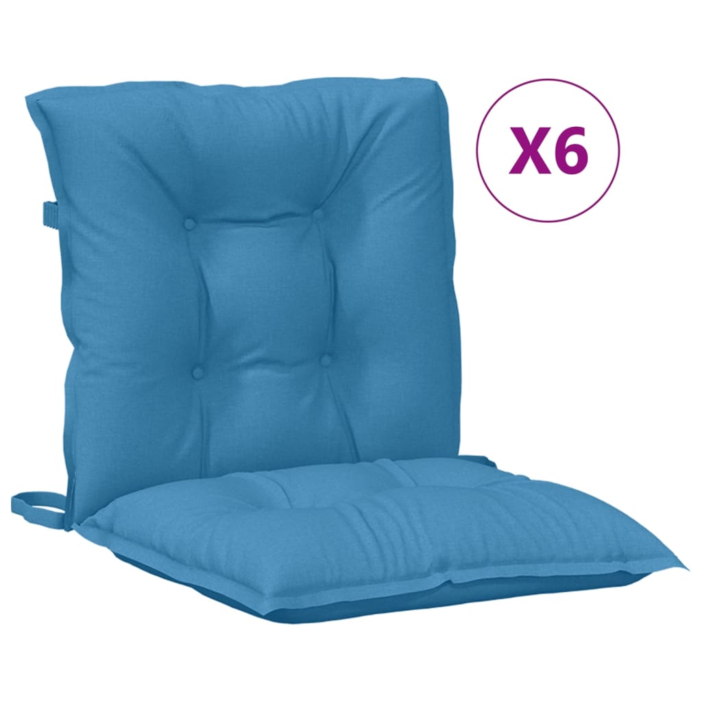 Vidaxx coussins de chaise 6 pcs dossier bas 100x50x7 cm tissu mélangé bleu
