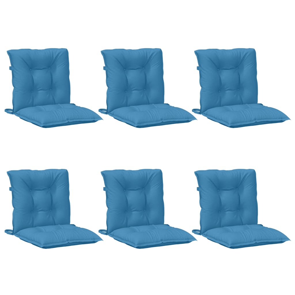 Vidaxx coussins de chaise 6 pcs dossier bas 100x50x7 cm tissu mélangé bleu