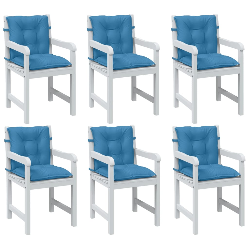 Vidaxx coussins de chaise 6 pcs dossier bas 100x50x7 cm tissu mélangé bleu