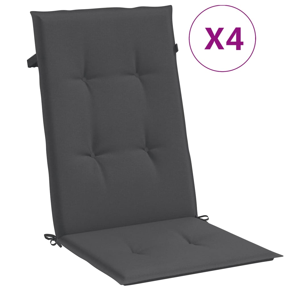 Vidaxx coussins de chaise 4 pcs dossier haut 120x50x4 cm tissu mélangé anthracite