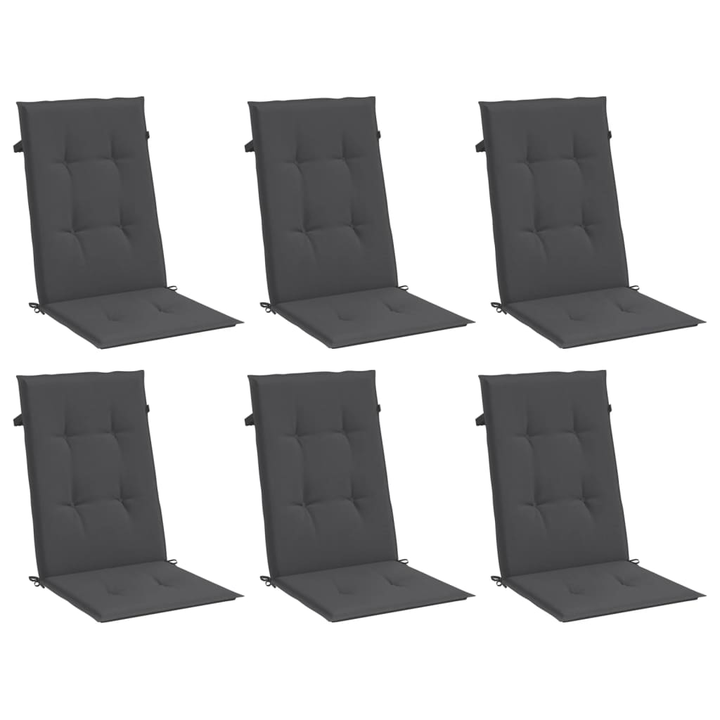 VidaXL coussins de chaise 6 pcs dossier haut 120x50x4 cm tissu mélangé anthracite