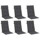 VidaXL coussins de chaise 6 pcs dossier haut 120x50x4 cm tissu mélangé anthracite
