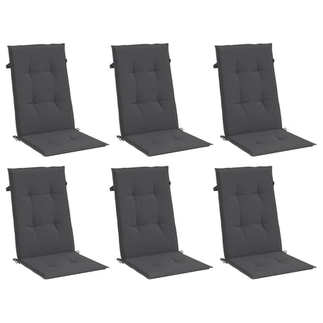VidaXL coussins de chaise 6 pcs dossier haut 120x50x4 cm tissu mélangé anthracite