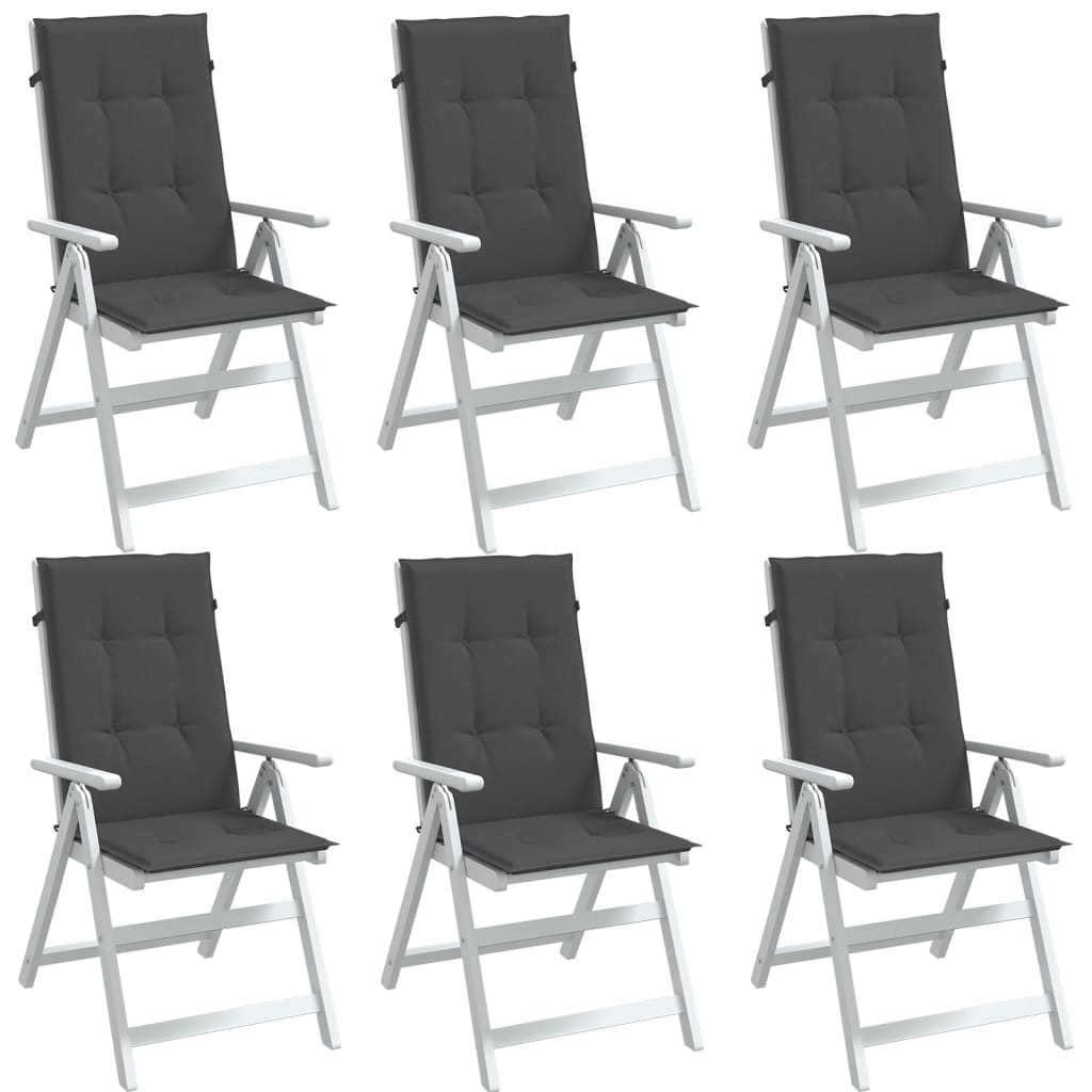 VidaXL coussins de chaise 6 pcs dossier haut 120x50x4 cm tissu mélangé anthracite