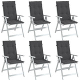 VidaXL coussins de chaise 6 pcs dossier haut 120x50x4 cm tissu mélangé anthracite