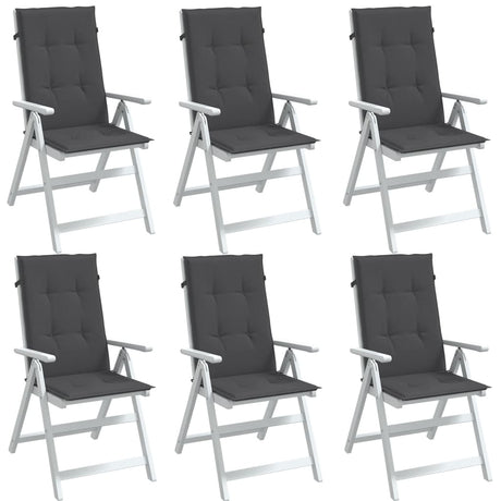 VidaXL coussins de chaise 6 pcs dossier haut 120x50x4 cm tissu mélangé anthracite