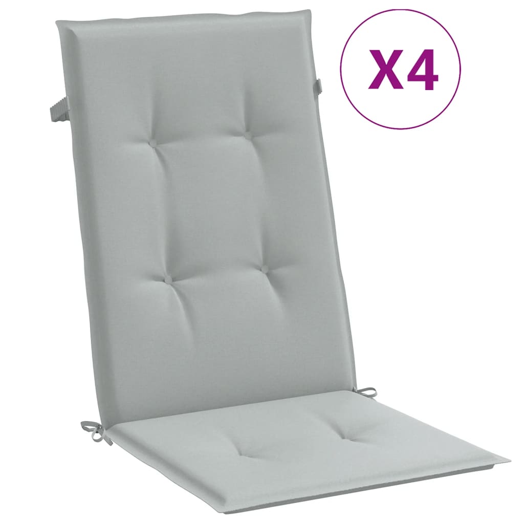 Vidaxx coussins de chaise 4 pcs dossier haut 120x50x4 cm tissu gris clair