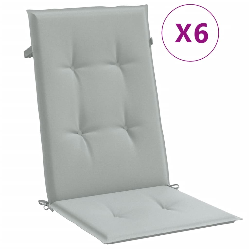 Vidaxx coussins de chaise 6 pcs dossier haut 120x50x4 cm tissu gris clair