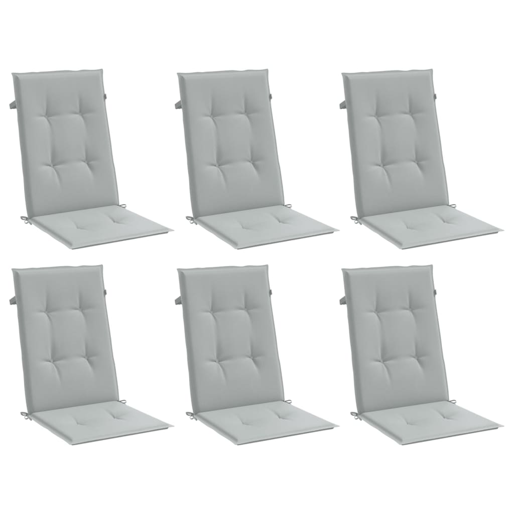 Vidaxx coussins de chaise 6 pcs dossier haut 120x50x4 cm tissu gris clair