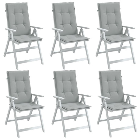 Vidaxx coussins de chaise 6 pcs dossier haut 120x50x4 cm tissu gris clair