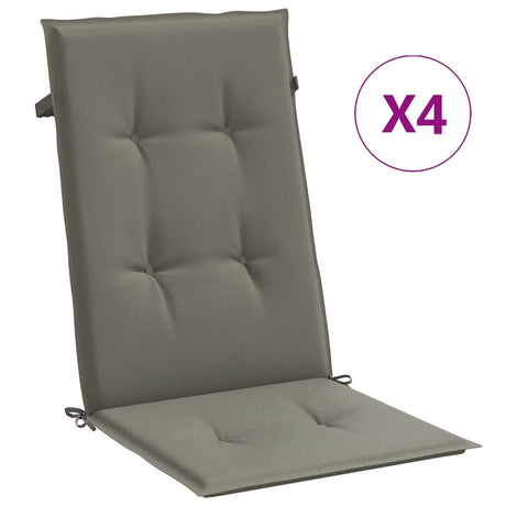 Vidaxx coussins de chaise 4 pcs dossier haut 120x50x4 cm tissu gris foncé