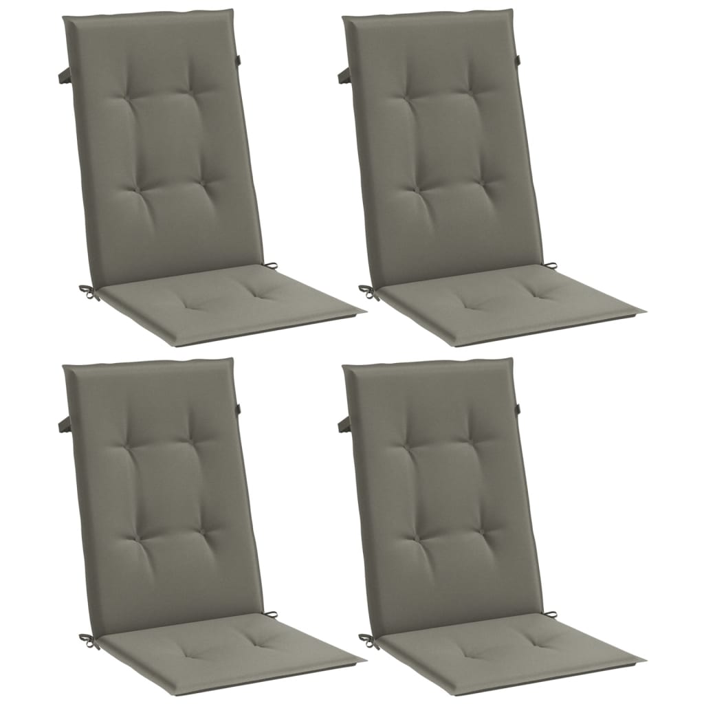 Vidaxx coussins de chaise 4 pcs dossier haut 120x50x4 cm tissu gris foncé